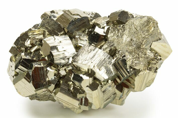 Gleaming Striated Pyrite Crystal Cluster - Peru #329313